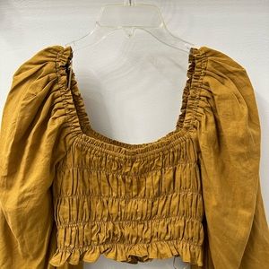 A Loves A Long Puffed Sleeve Cropped Blouse Mustard Small
